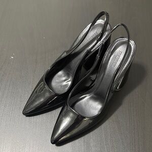 Patent Leather Black Slingback Pumps